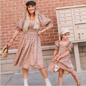 Ivy City Co. Wild One Smocked Boddice Leopard Print Puff Sleeve Velvet Dress